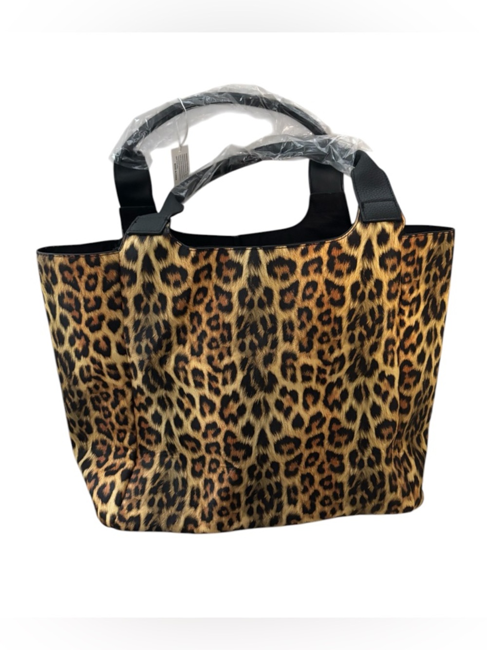 Leopard Print Tote Bag - Black & Brown